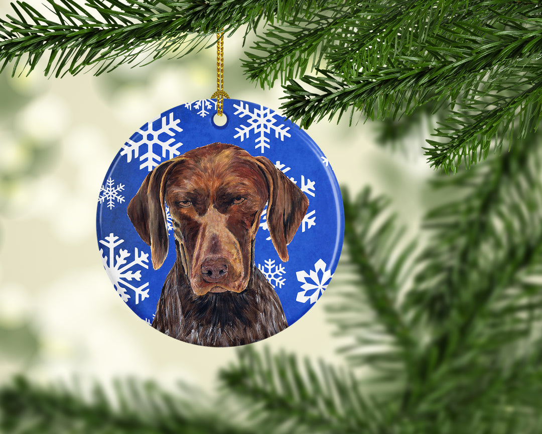 German Shorthaired Pointer Winter Snowflakes Holiday Ceramic Ornament SC9395 Image 2