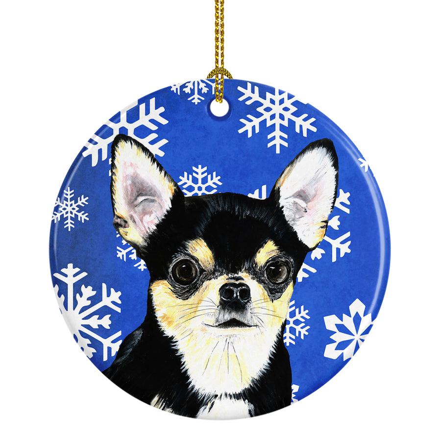 Chihuahua Winter Snowflakes Holiday Ceramic Ornament SC9399 Image 1