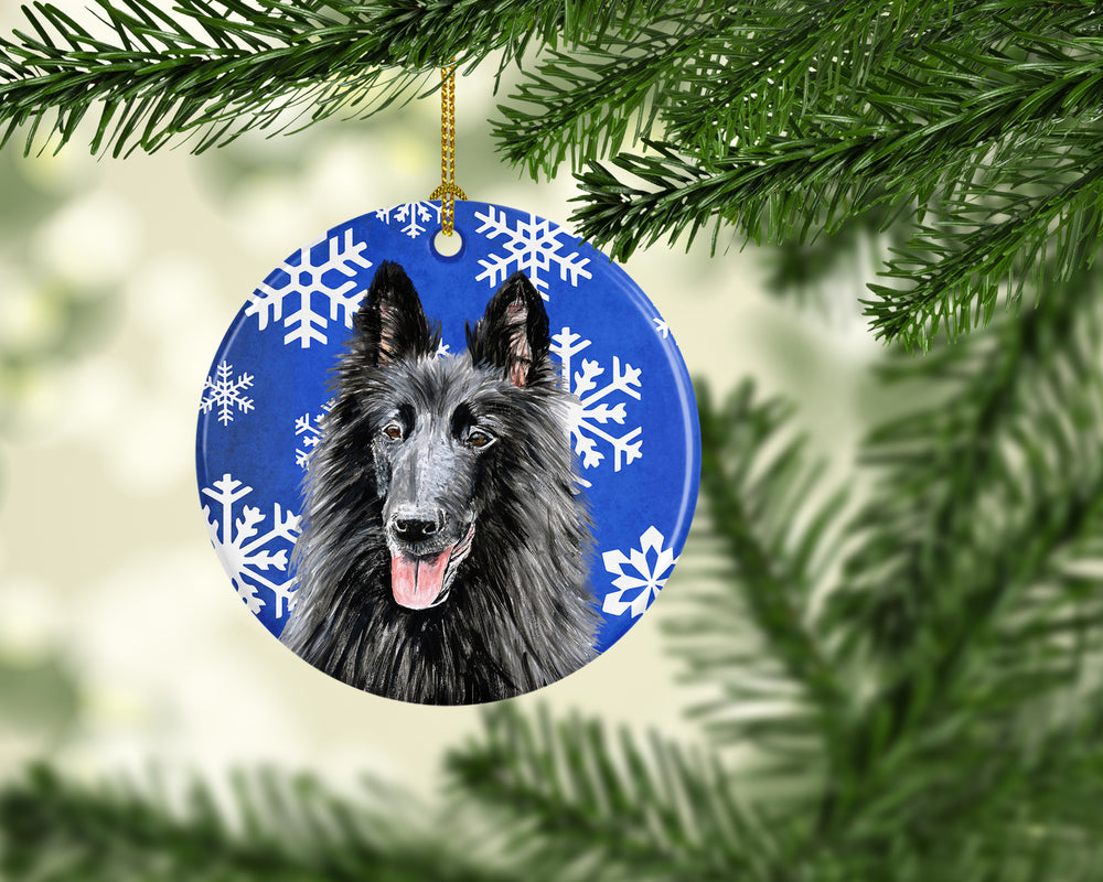 Belgian Sheepdog Winter Snowflakes Holiday Ceramic Ornament SC9398 Image 2