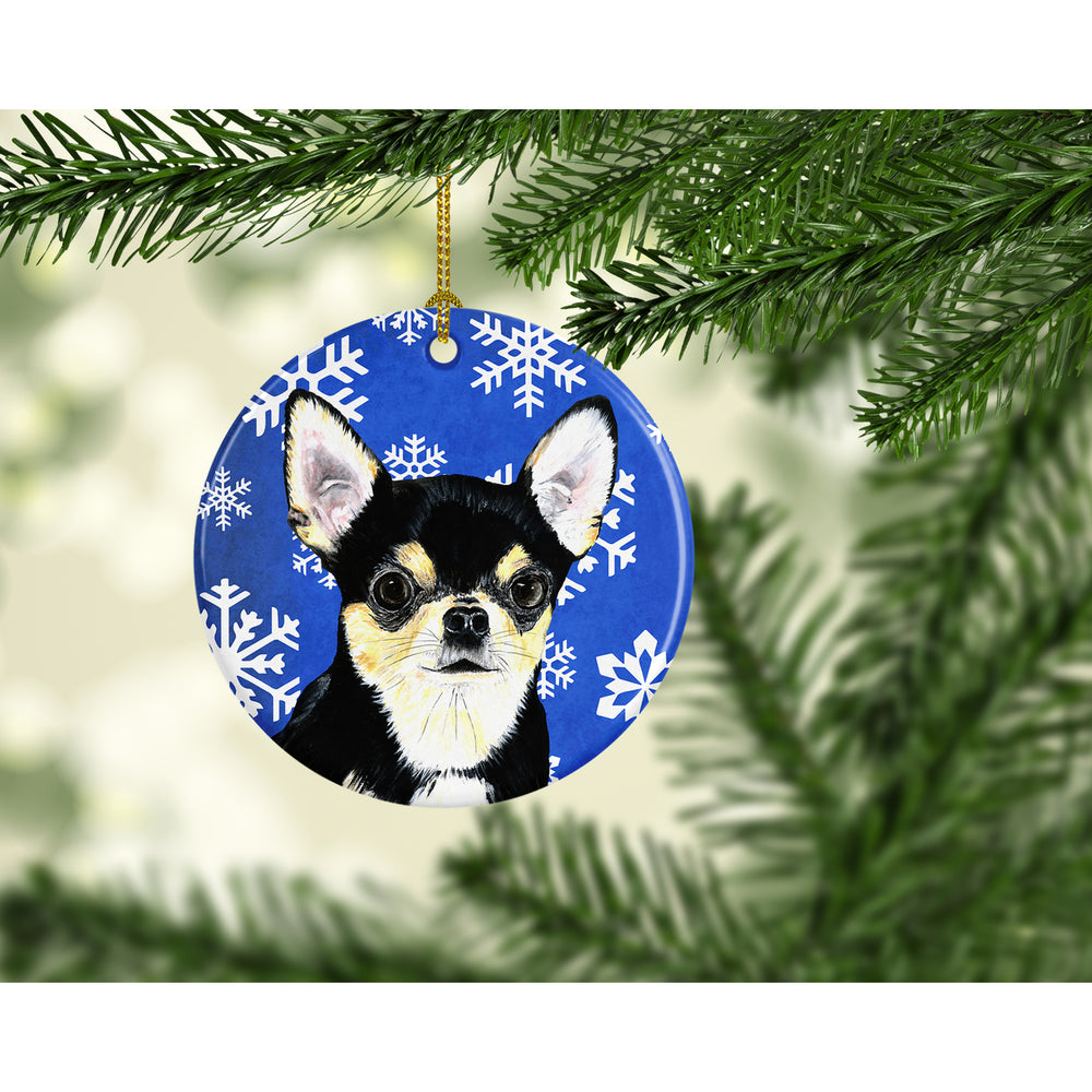 Chihuahua Winter Snowflakes Holiday Ceramic Ornament SC9399 Image 2