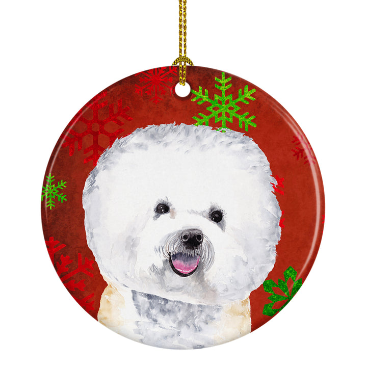 Bichon Frise Red Snowflakes Holiday Christmas Ceramic Ornament SC9402 Image 1