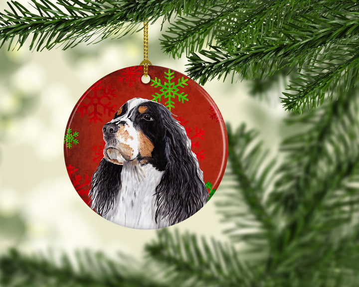 Springer Spaniel Red Snowflakes Holiday Christmas Ceramic Ornament SC9401 Image 2