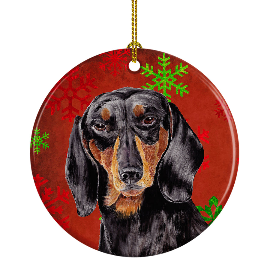 Dachshund Red Snowflakes Holiday Christmas Ceramic Ornament SC9403 Image 1