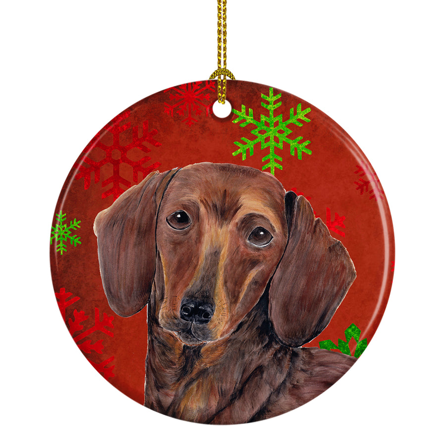 Dachshund Red Snowflakes Holiday Christmas Ceramic Ornament SC9408 Image 1