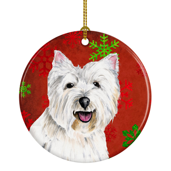 Westie Red Snowflakes Holiday Christmas Ceramic Ornament SC9410 Image 1