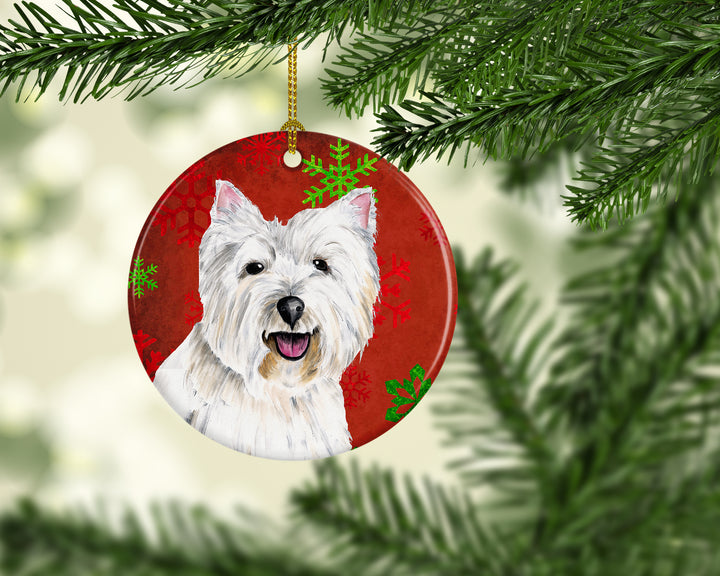 Westie Red Snowflakes Holiday Christmas Ceramic Ornament SC9410 Image 2