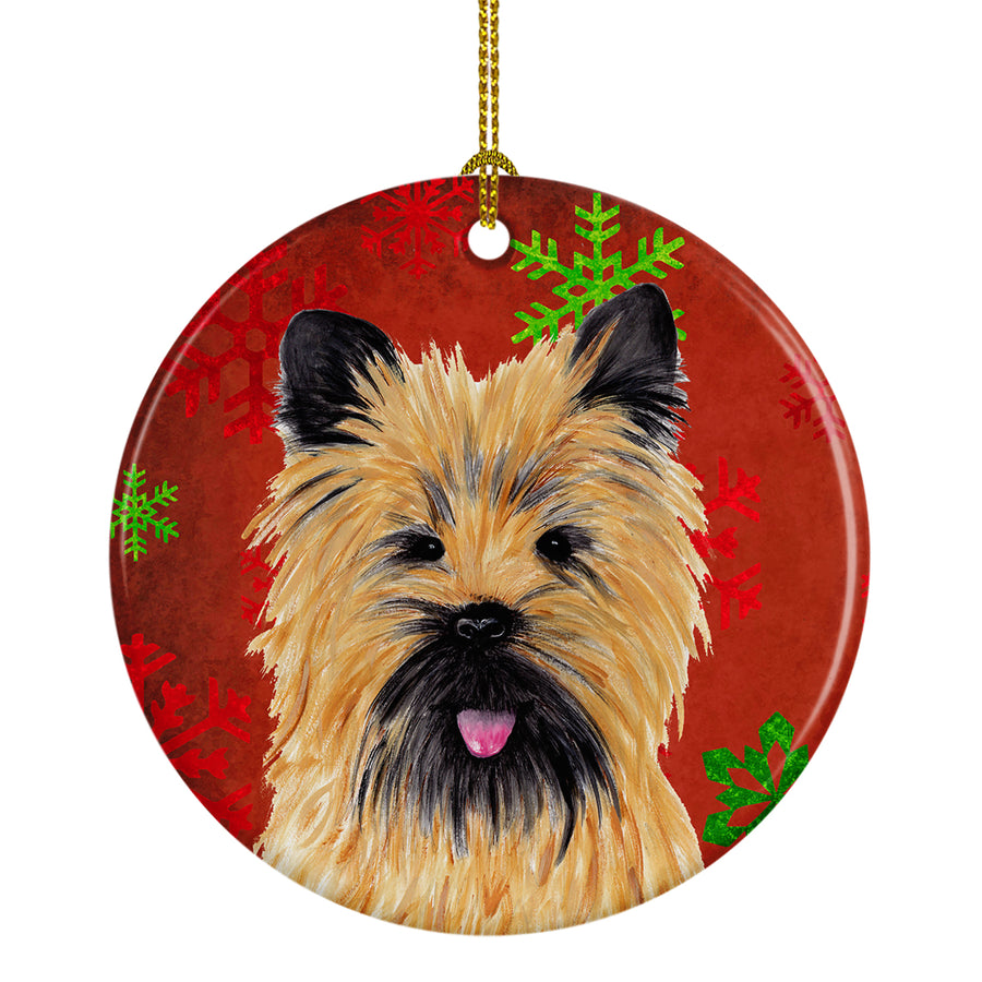 Cairn Terrier Red Snowflakes Holiday Christmas Ceramic Ornament SC9415 Image 1