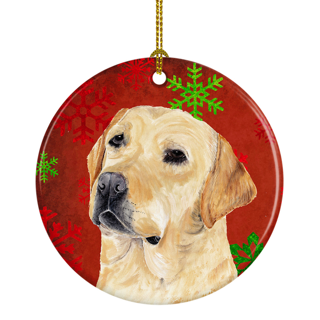 Labrador Red Snowflakes Holiday Christmas Ceramic Ornament SC9416 Image 1