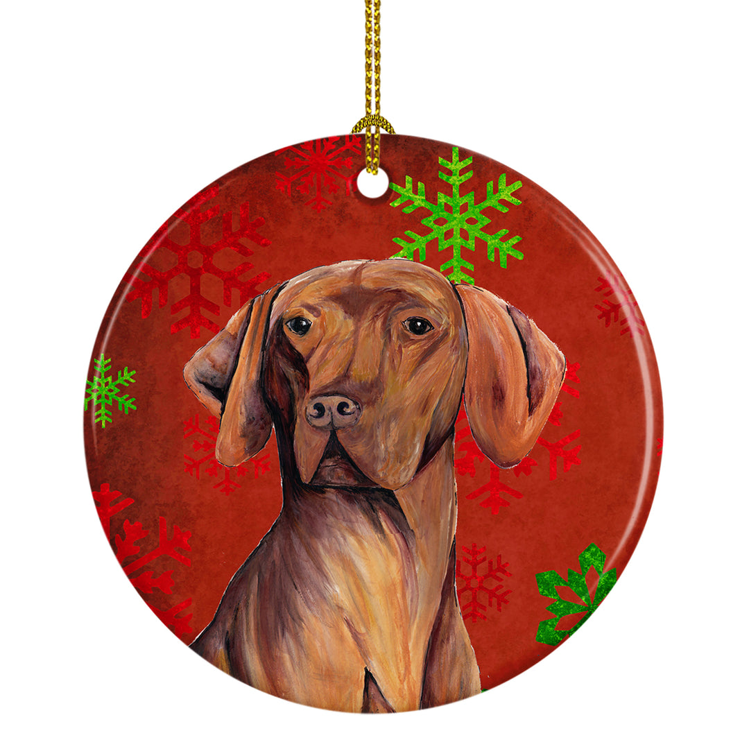 Vizsla Red Snowflakes Holiday Christmas Ceramic Ornament SC9418 Image 1