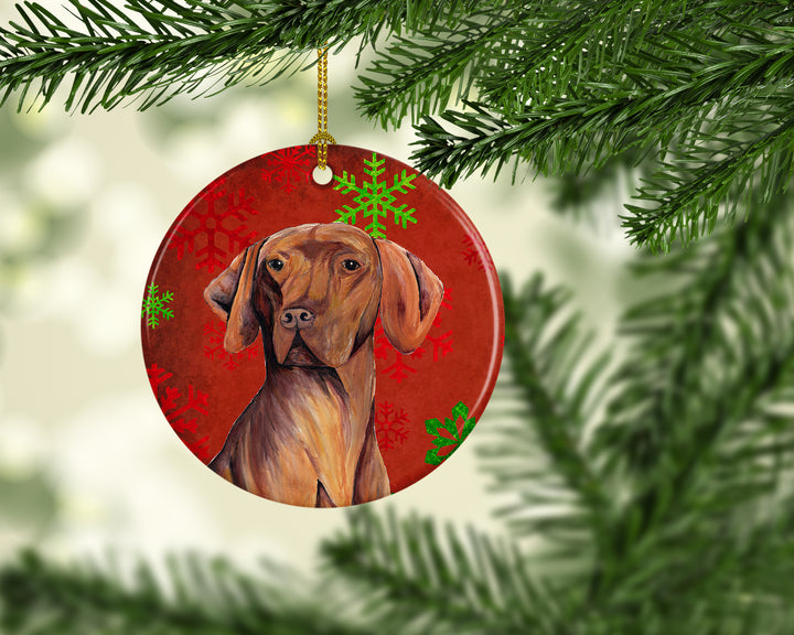 Vizsla Red Snowflakes Holiday Christmas Ceramic Ornament SC9418 Image 2