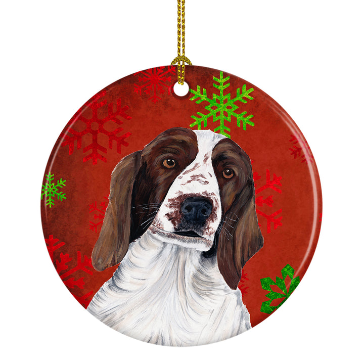 Welsh Springer Spaniel Red Snowflakes Holiday Christmas Ceramic Ornament SC9420 Image 1