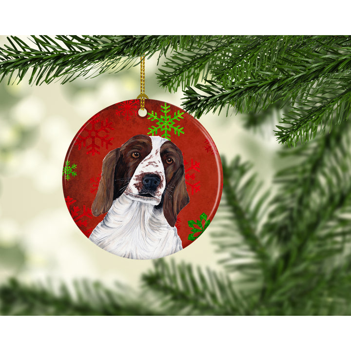 Welsh Springer Spaniel Red Snowflakes Holiday Christmas Ceramic Ornament SC9420 Image 2