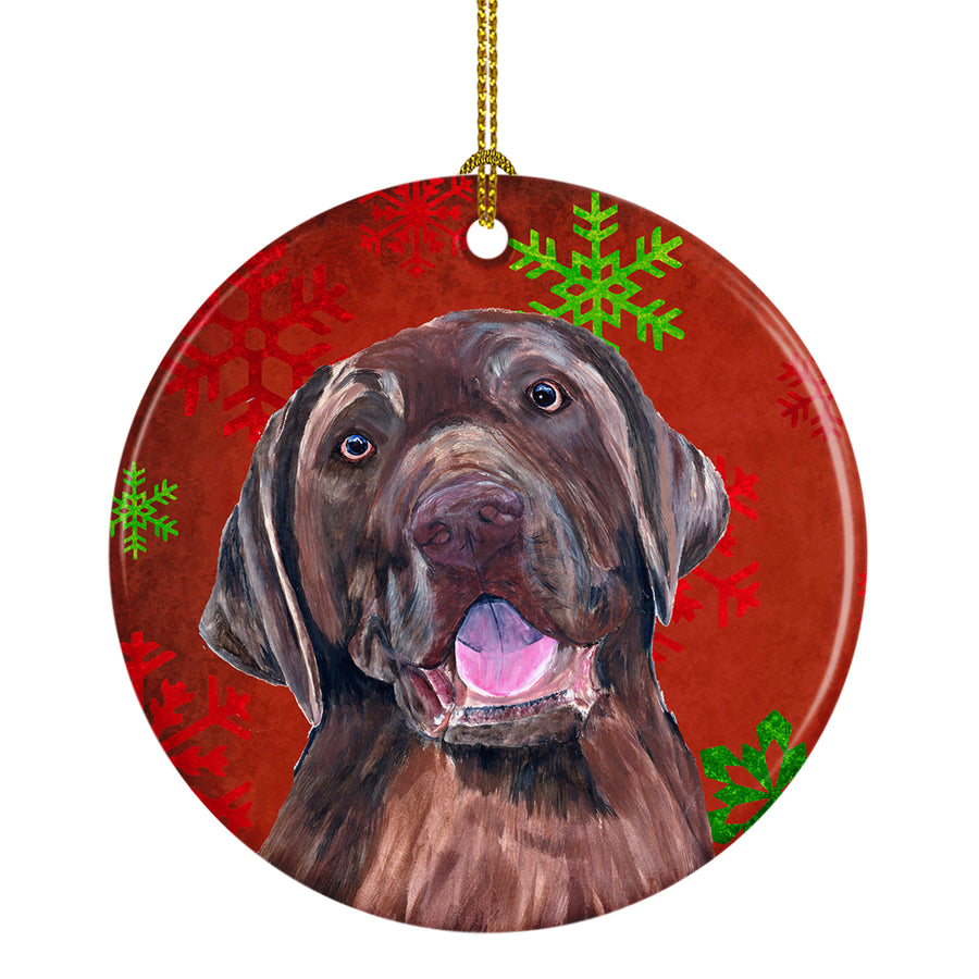 Labrador Red Snowflakes Holiday Christmas Ceramic Ornament SC9424 Image 1