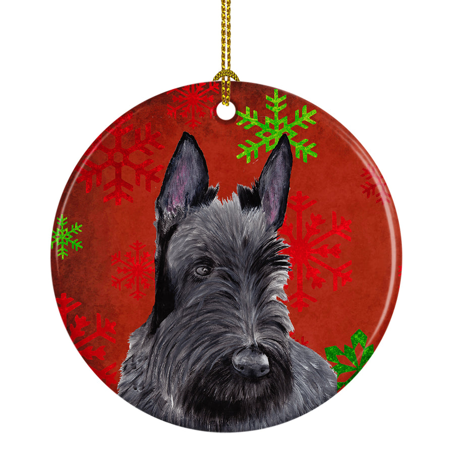 Scottish Terrier Red Snowflakes Holiday Christmas Ceramic Ornament SC9426 Image 1