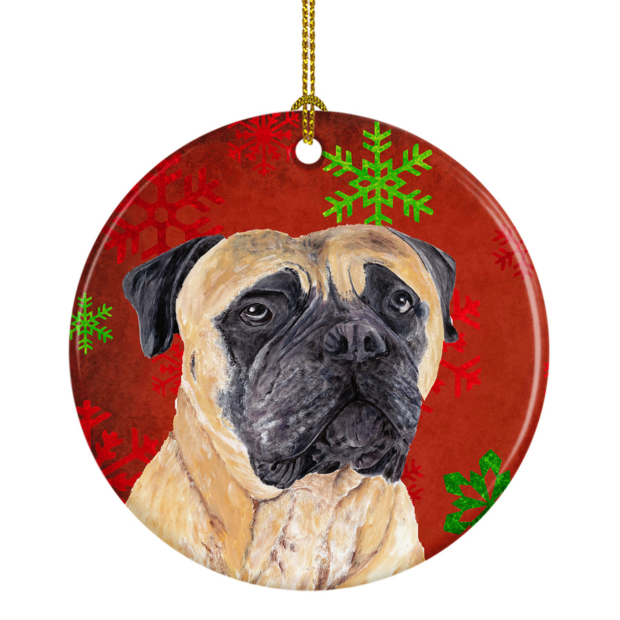 Mastiff Red Snowflakes Holiday Christmas Ceramic Ornament SC9425 Image 1