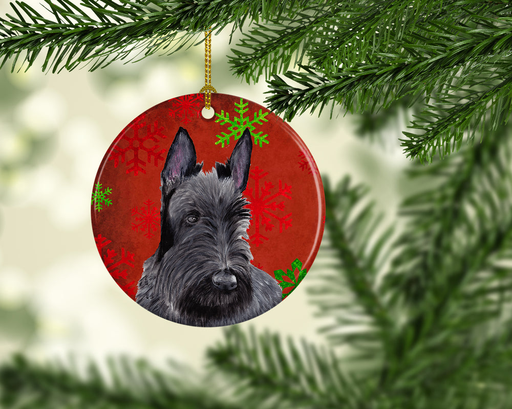 Scottish Terrier Red Snowflakes Holiday Christmas Ceramic Ornament SC9426 Image 2