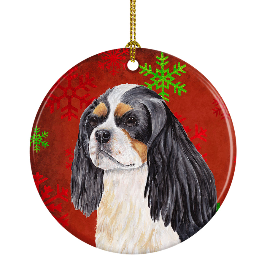 Cavalier Spaniel Red Snowflakes Holiday Christmas Ceramic Ornament SC9431 Image 1