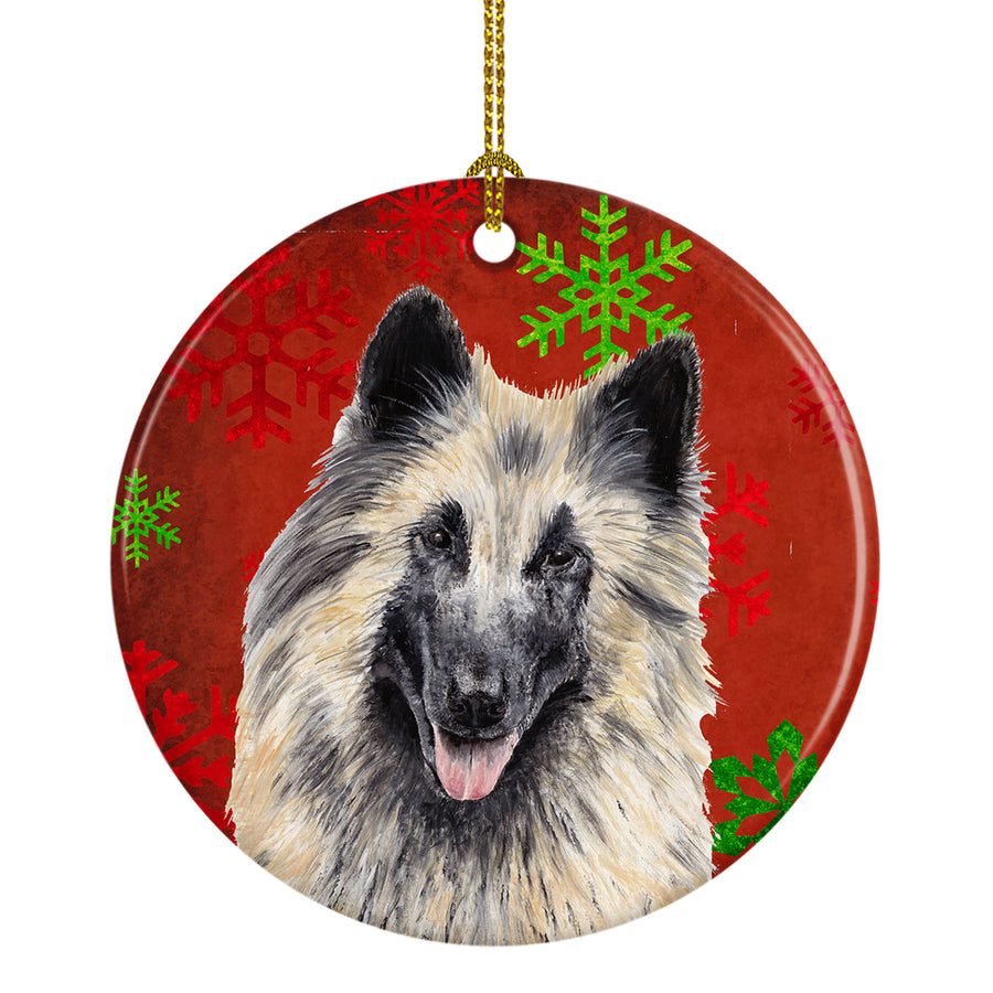 Belgian Tervuren Red Snowflakes Holiday Christmas Ceramic Ornament SC9432 Image 1