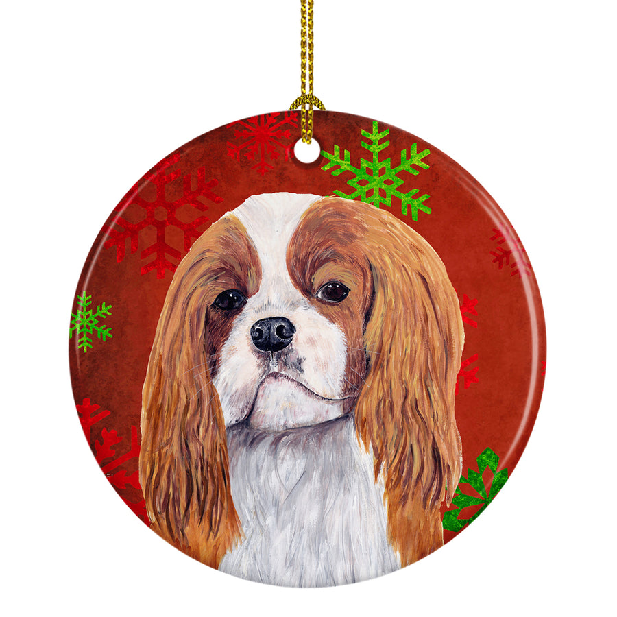 Cavalier Spaniel Red Snowflakes Holiday Christmas Ceramic Ornament SC9434 Image 1