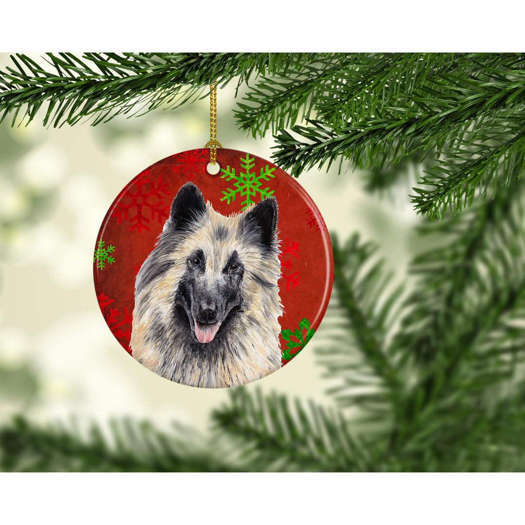 Belgian Tervuren Red Snowflakes Holiday Christmas Ceramic Ornament SC9432 Image 2