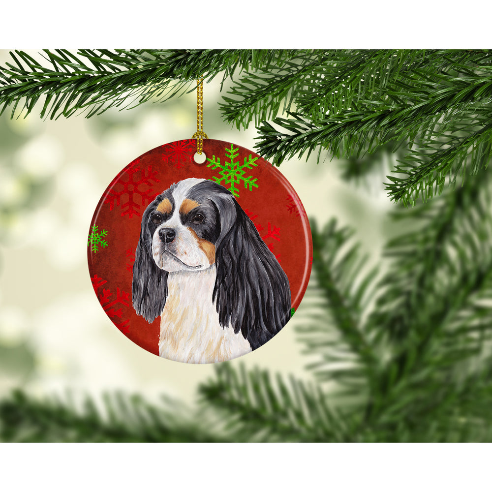 Cavalier Spaniel Red Snowflakes Holiday Christmas Ceramic Ornament SC9431 Image 2