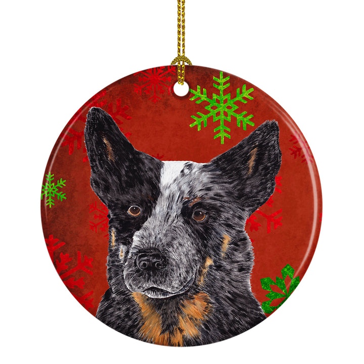 Australian Cattle Dog Red Snowflakes Holiday Christmas Ceramic Ornament SC9436 Image 1