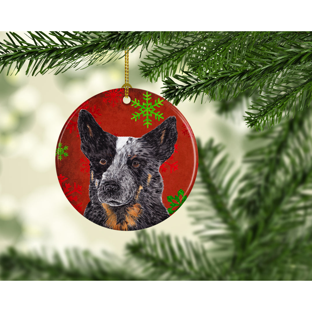 Australian Cattle Dog Red Snowflakes Holiday Christmas Ceramic Ornament SC9436 Image 2