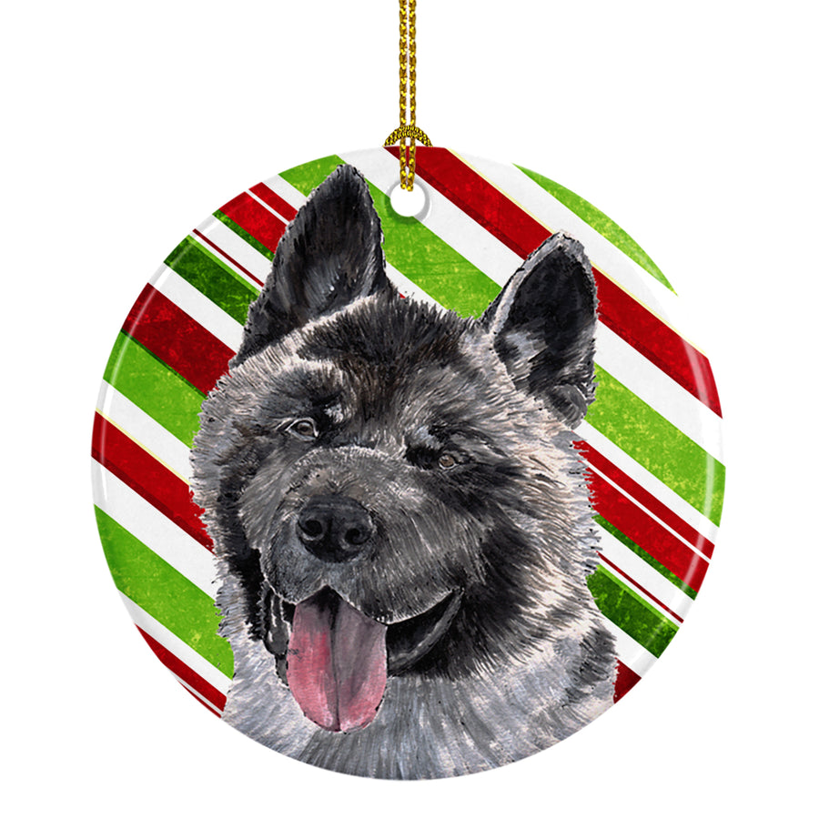 Akita Candy Cane Holiday Christmas Ceramic Ornament Image 1