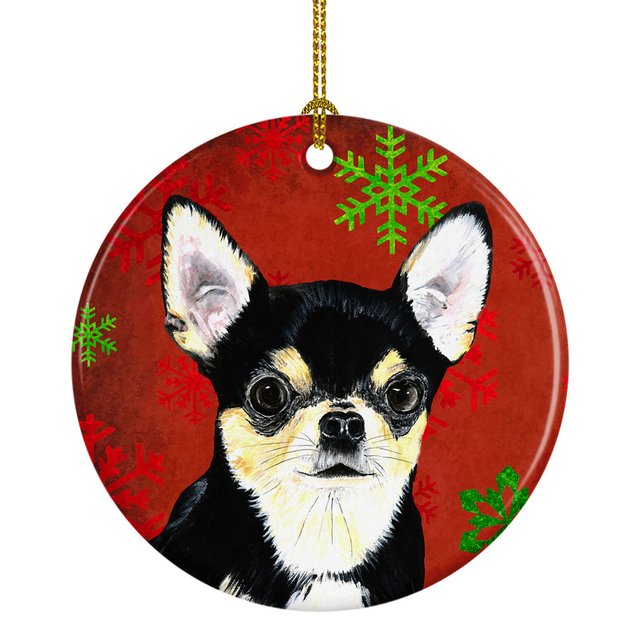 Chihuahua Red Snowflakes Holiday Christmas Ceramic Ornament SC9439 Image 1