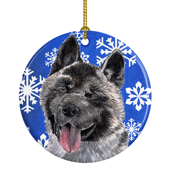 Akita Winter Snowflakes Holiday Ceramic Ornament Image 1