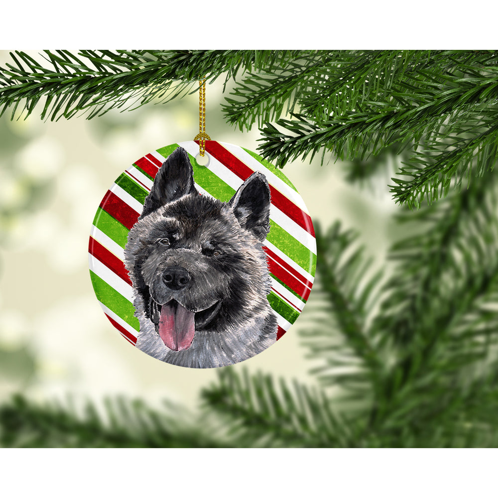 Akita Candy Cane Holiday Christmas Ceramic Ornament Image 2