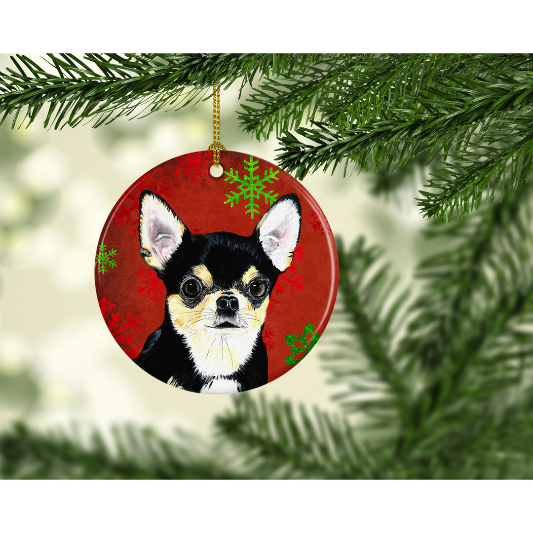 Chihuahua Red Snowflakes Holiday Christmas Ceramic Ornament SC9439 Image 2