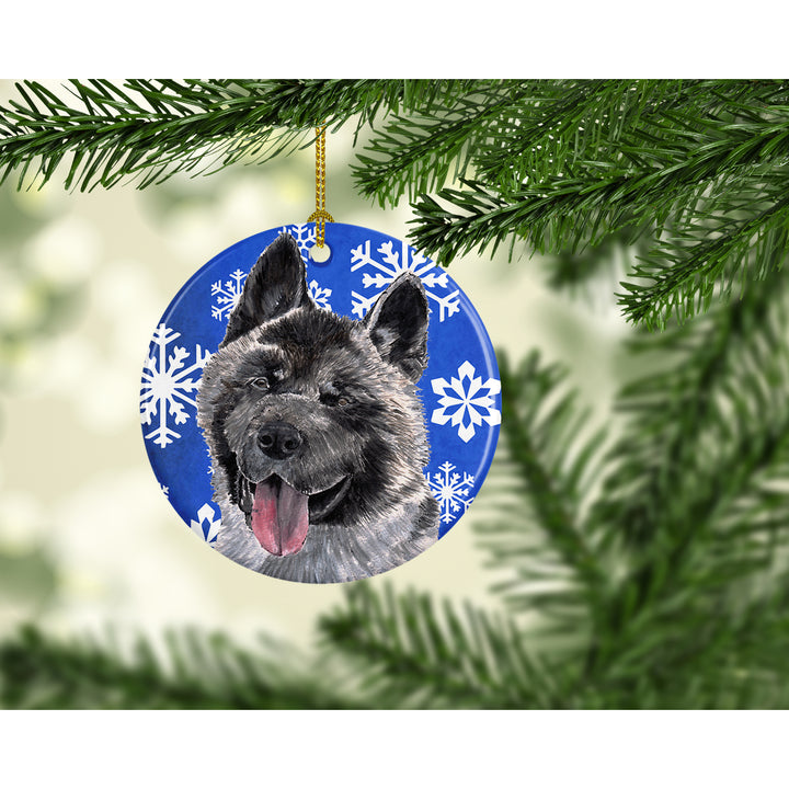 Akita Winter Snowflakes Holiday Ceramic Ornament Image 2