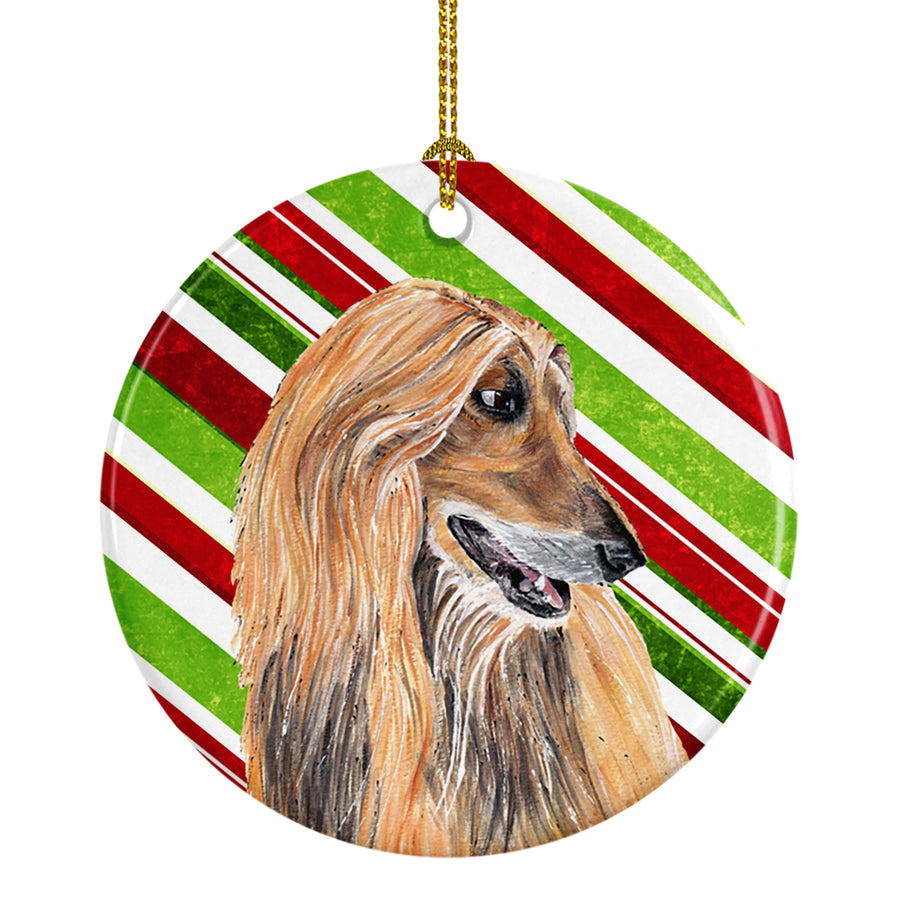 Afghan Hound Candy Cane Holiday Christmas Ceramic Ornament Image 1