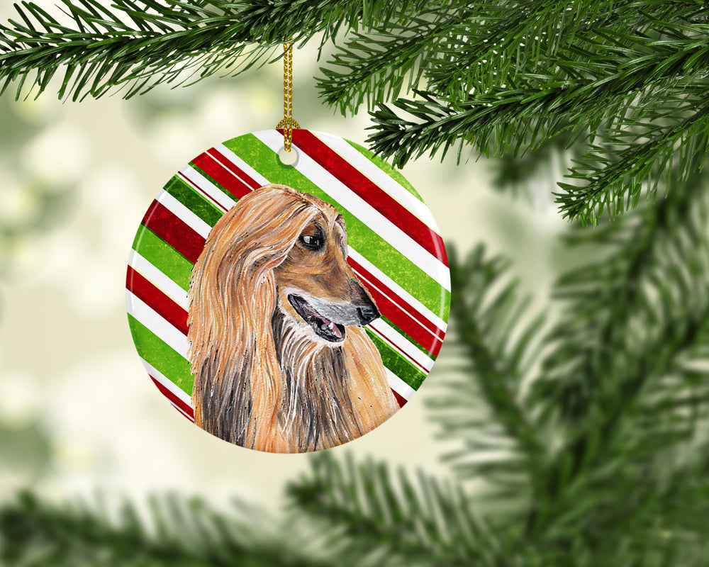 Afghan Hound Candy Cane Holiday Christmas Ceramic Ornament Image 2