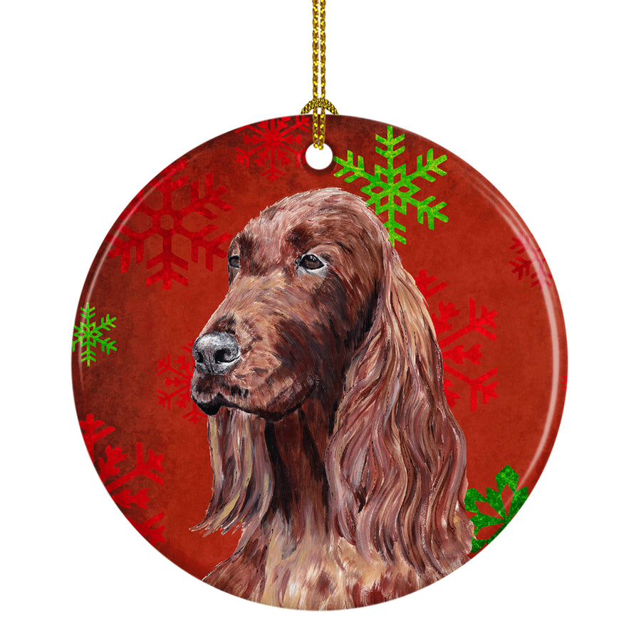 Irish Setter Red Snowflakes Holiday Ceramic Ornament Image 1