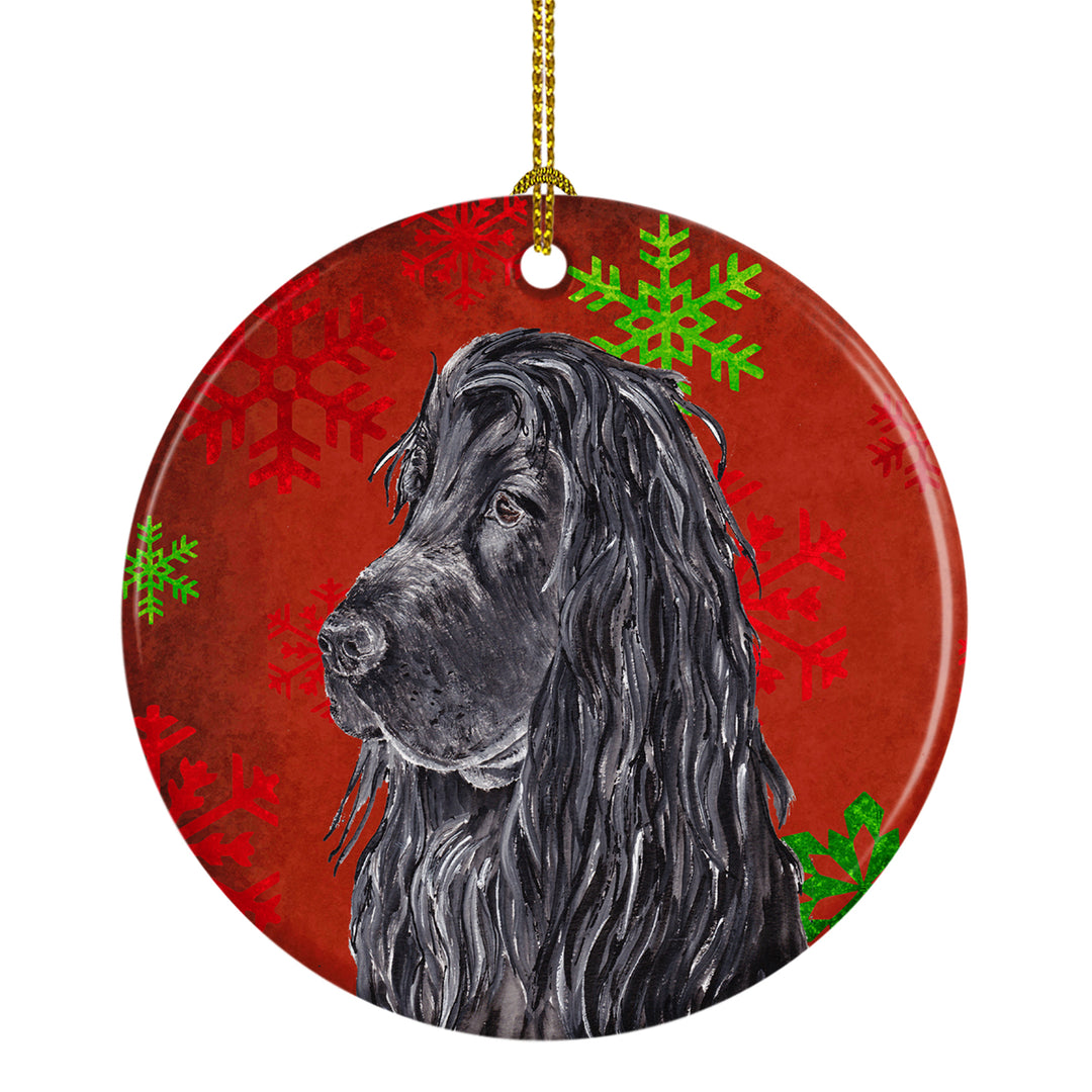 Black Cocker Spaniel Red Snowflakes Holiday Ceramic Ornament Image 1