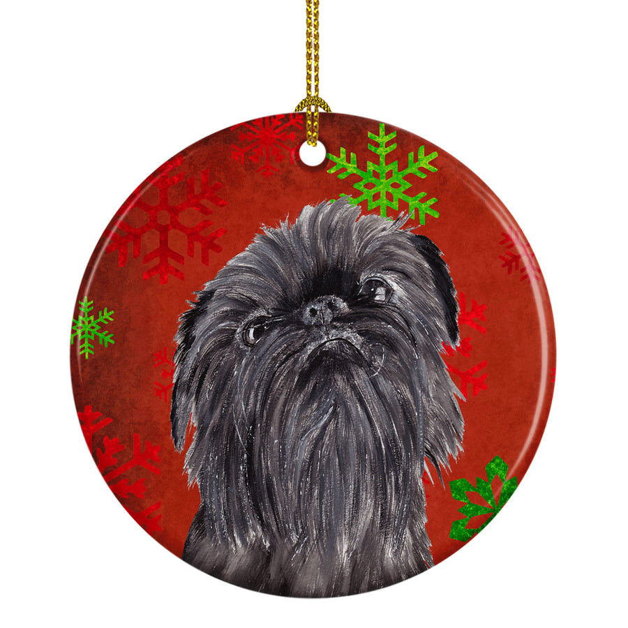 Brussels Griffon Red Snowflakes Holiday Ceramic Ornament Image 1