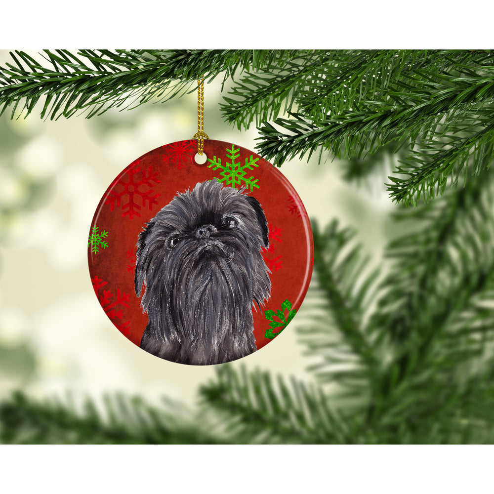 Brussels Griffon Red Snowflakes Holiday Ceramic Ornament Image 2