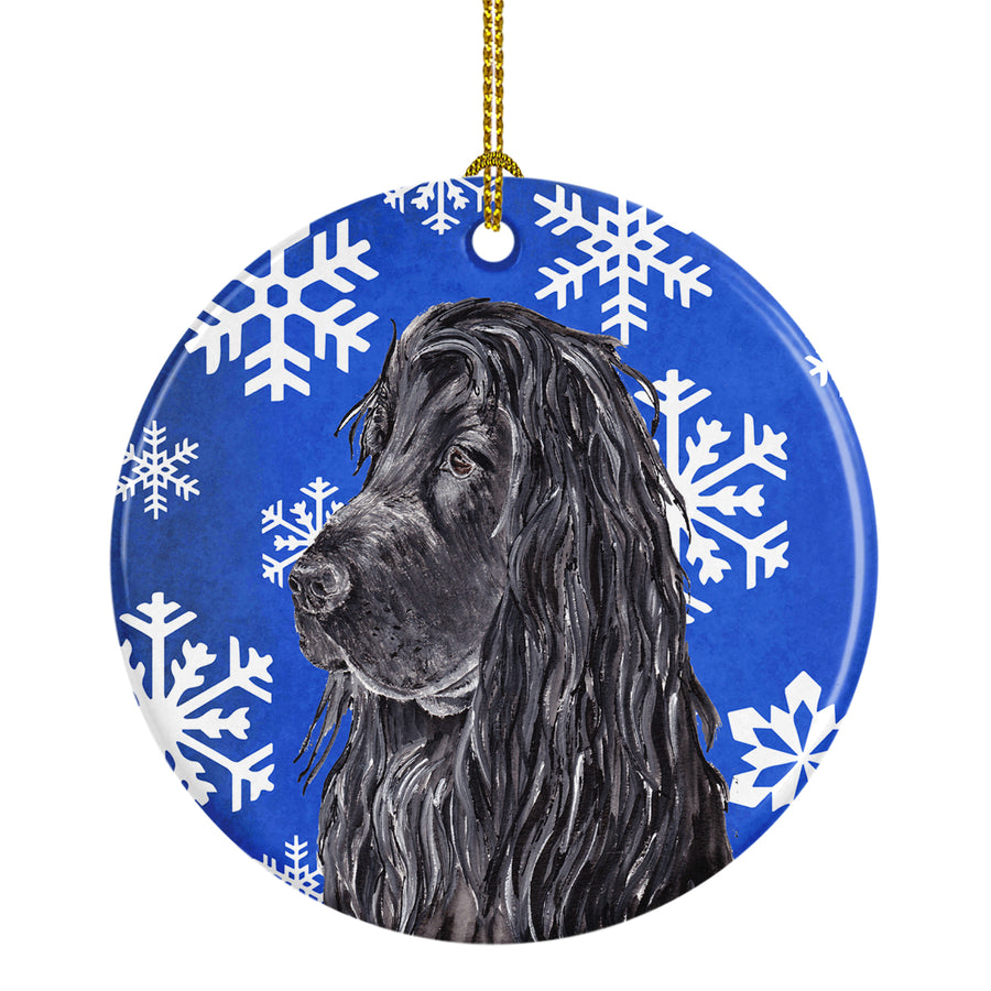 Black Cocker Spaniel Winter Snowflakes Ceramic Ornament Image 1