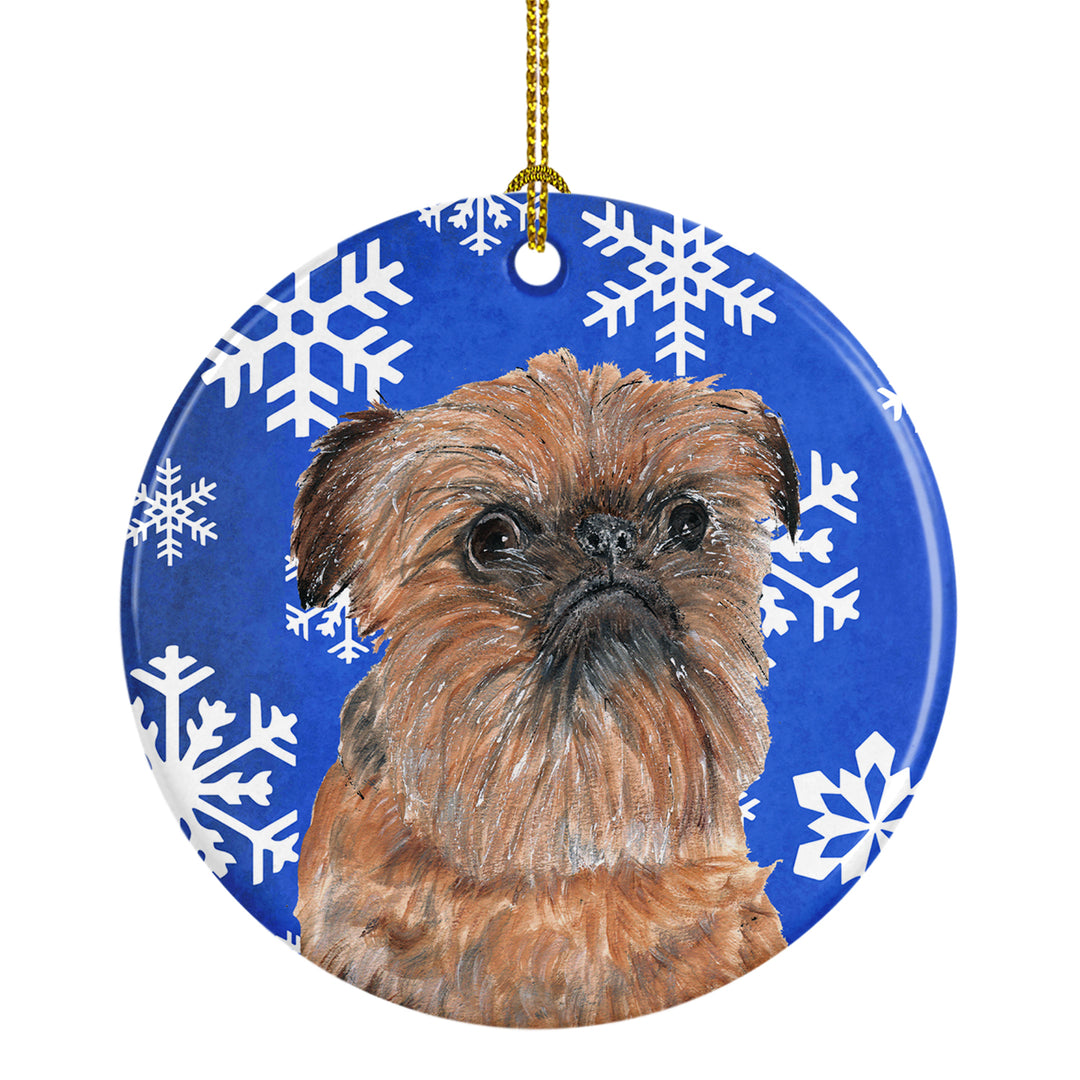 Brussels Griffon Winter Snowflakes Ceramic Ornament Image 1