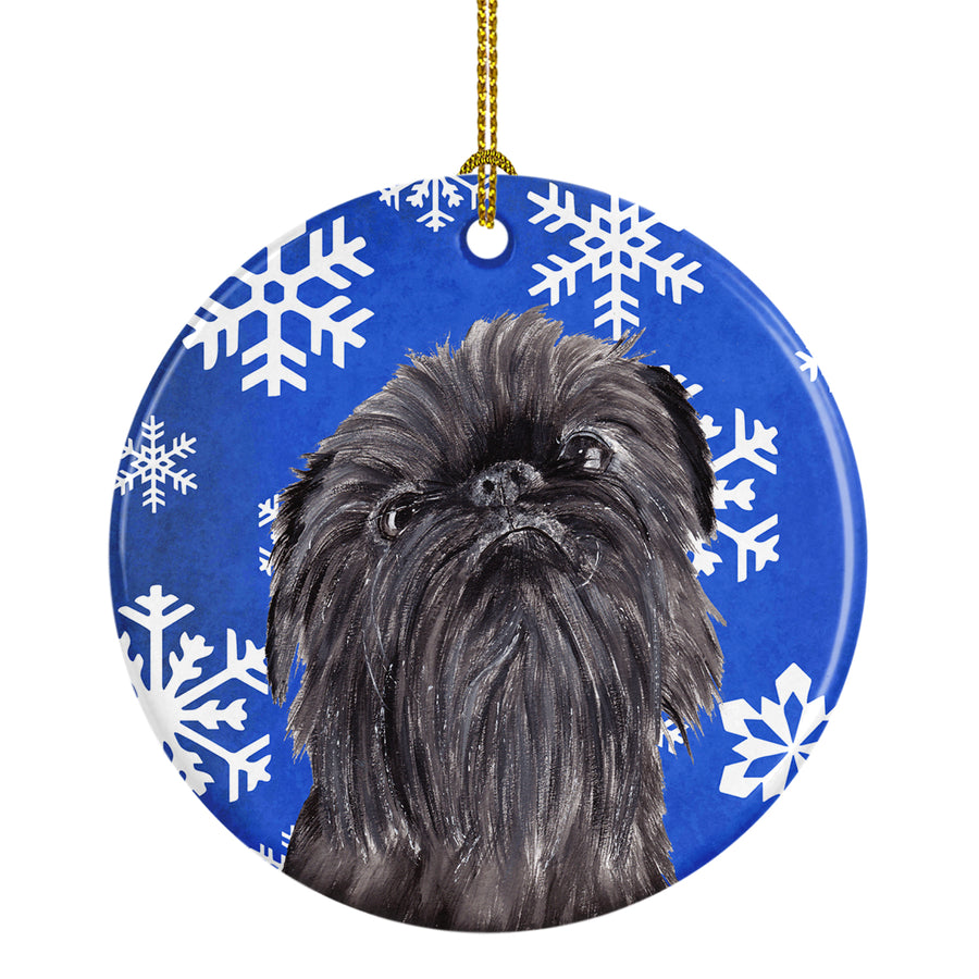 Brussels Griffon Winter Snowflakes Ceramic Ornament Image 1