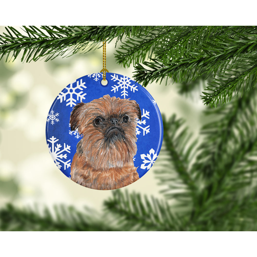 Brussels Griffon Winter Snowflakes Ceramic Ornament Image 2