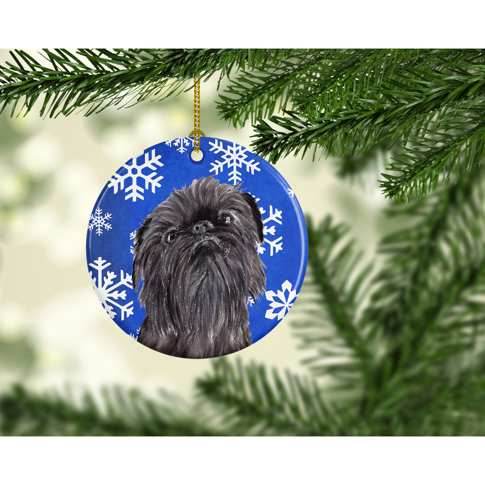 Brussels Griffon Winter Snowflakes Ceramic Ornament Image 2