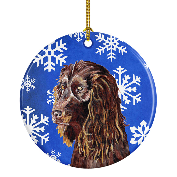 Boykin Spaniel Winter Snowflakes Ceramic Ornament Image 1