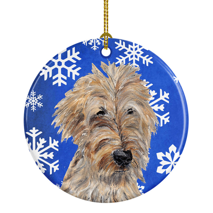 Golden Doodle Winter Snowflakes Ceramic Ornament Image 1