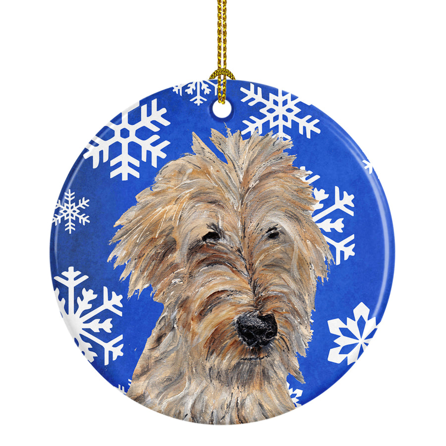 Golden Doodle Winter Snowflakes Ceramic Ornament Image 1