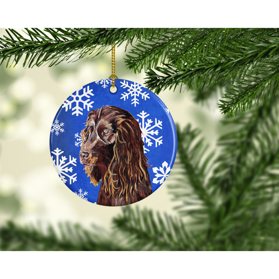 Boykin Spaniel Winter Snowflakes Ceramic Ornament Image 2