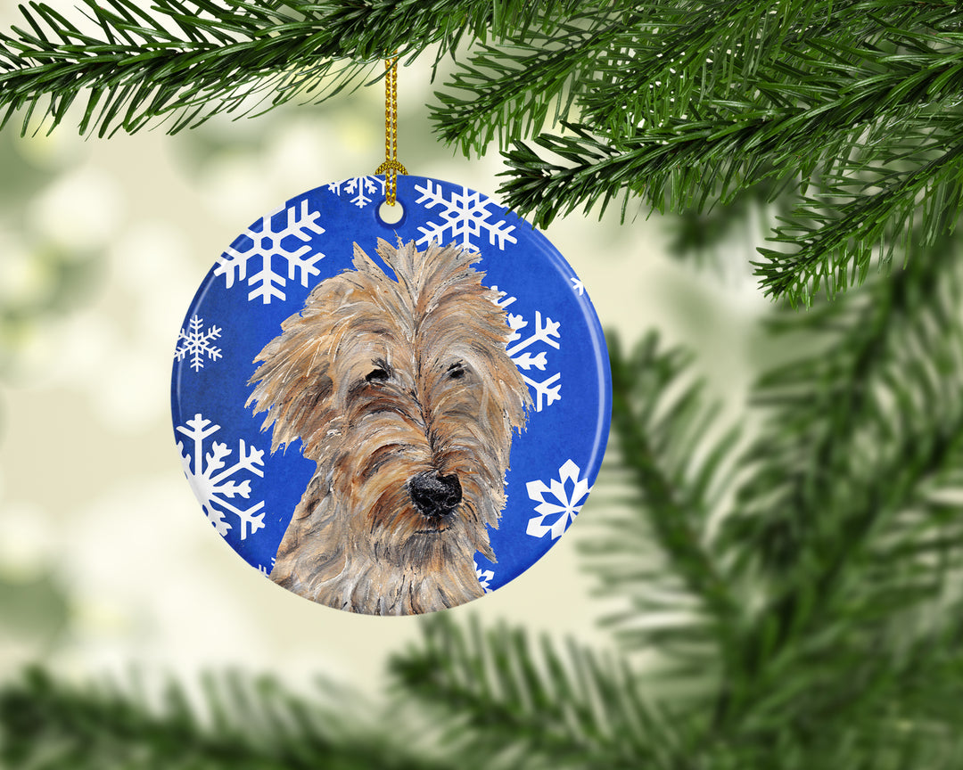 Golden Doodle Winter Snowflakes Ceramic Ornament Image 2