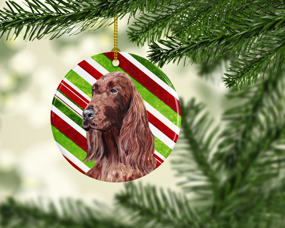 Irish Setter Candy Cane Christmas Ceramic Ornament Image 2